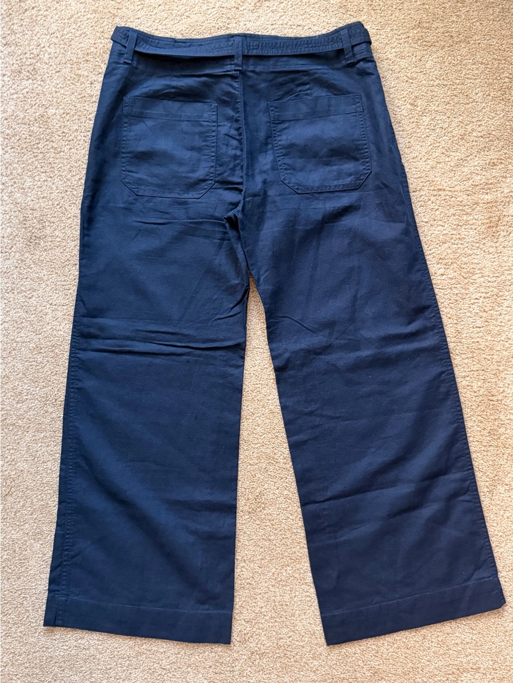 GAP Navy Wide-Leg Linen Blend Tie Waist Pants - Picture 2 of 8